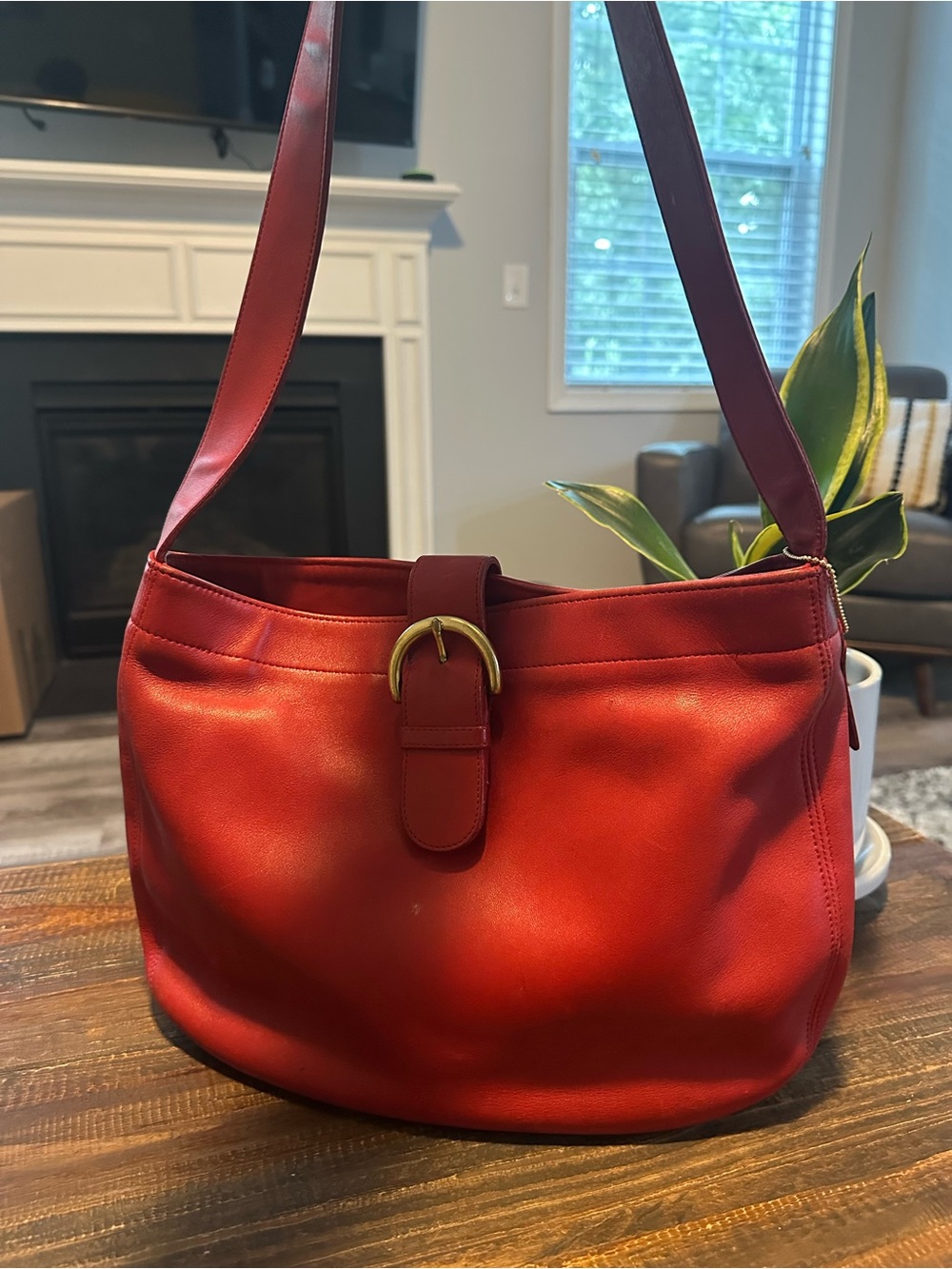 Vintage Coach Eldridge Hobo 4166 Red Leather Shoulder Bag 1997 USA